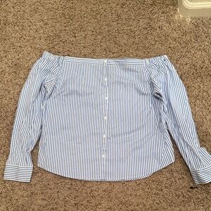 Express Blue and White Striped Blouse
